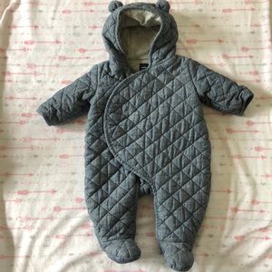 Baby Gap Quilted Chambray Bear One Piece